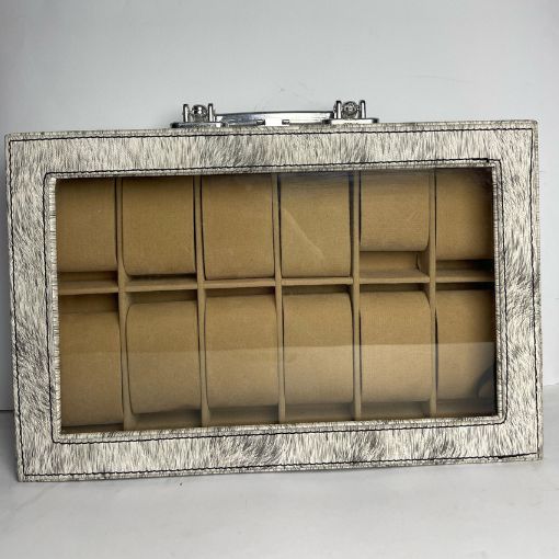 Deluxe 12-Slot Watch Organizer with Glass Lid